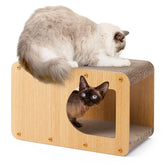 EHEYCIGA cardboard cat scratcher house front view with multi-surface scratching options