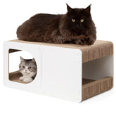 EHEYCIGA cardboard cat scratcher house front view shows durable, space-saving design.
