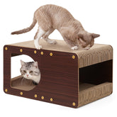 EHEYCIGA cardboard cat scratcher house front view for durable scratching