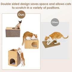 EHEYCIGA cardboard cat scratcher house wooden frame detail for stability