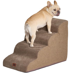 EHEYCIGA curved dog stairs front view showing stable four-step access.