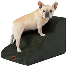 EHEYCIGA curved dog stairs assembly shows sturdy foam and curved edge for easy pet access.