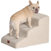 EHEYCIGA curved dog stairs beige side view shows furniture-friendly design for easier access.