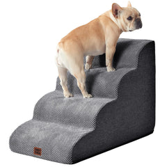EHEYCIGA curved dog stairs edge design provides secure bed access.
