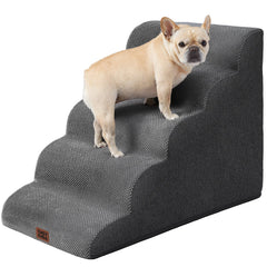 EHEYCIGA curved dog stairs edge-fit helps pets reach a high bed safely.