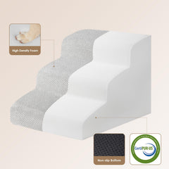 EHEYCIGA curved dog stairs front view shows balanced non-slip base