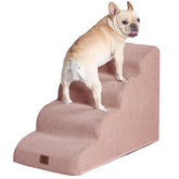 EHEYCIGA curved dog stairs high-bed dusty pink design for safe pet climbs