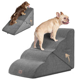 EHEYCIGA curved foldable dog stairs edge contact showing easy bed access for small pets