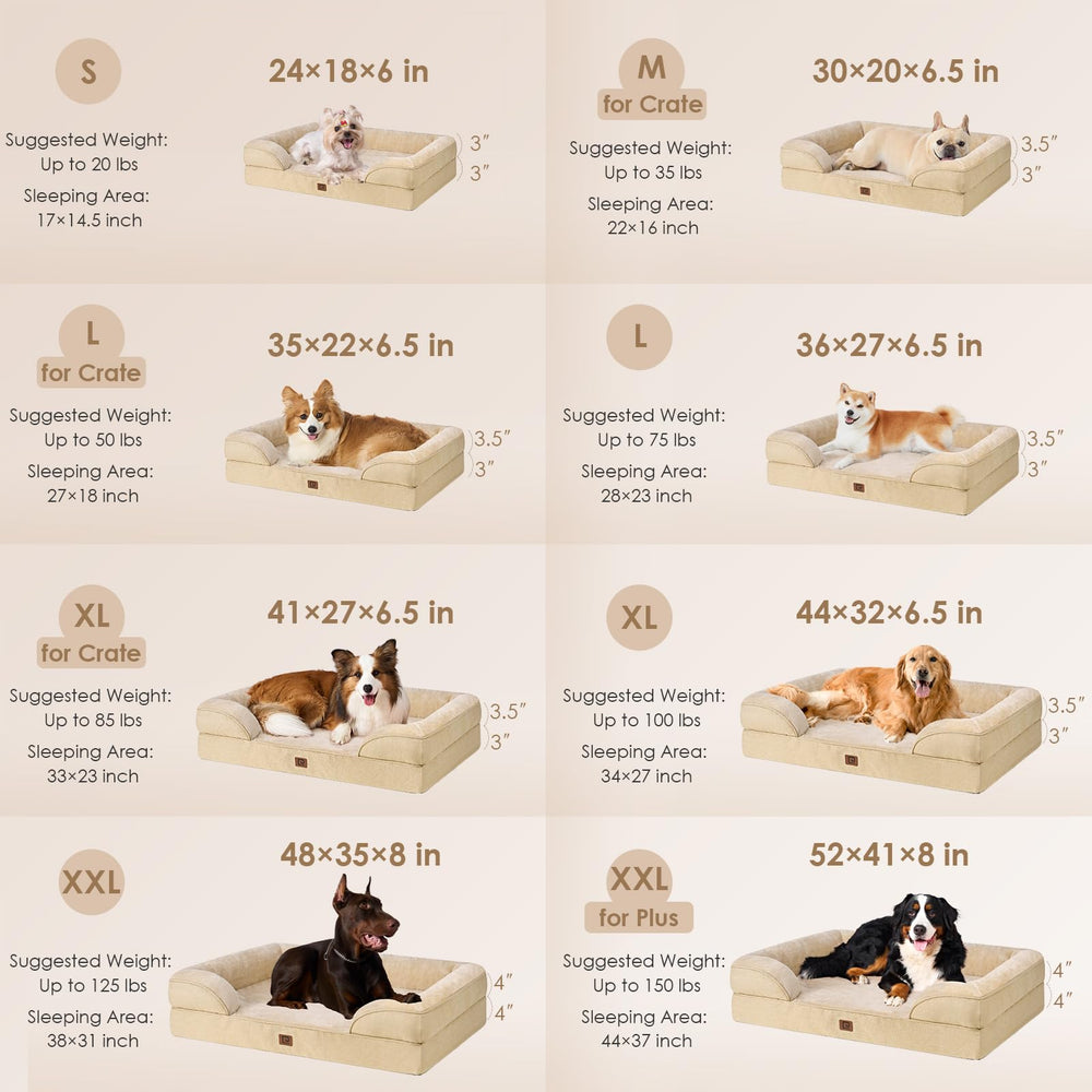 EHEYCIGA dog bed sides detail highlights plush bolsters for neck support.
