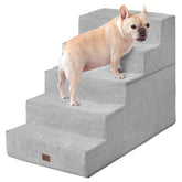 EHEYCIGA dog stairs 5-step full view showcases sturdy, stable access to a high bed.