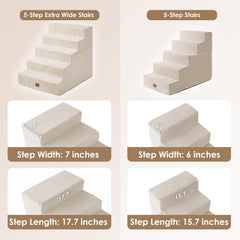 EHEYCIGA 5-step beige stairs show full height for high beds.