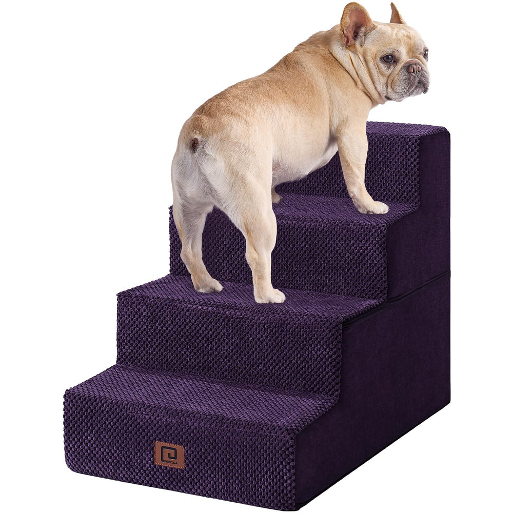 EHEYCIGA dog stairs at bed edge in purple provide safe access to beds.