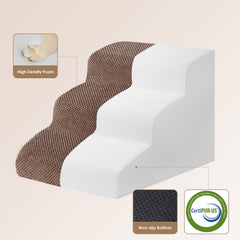 EHEYCIGA curved dog stairs side view highlighting curved ramp for safer climbs