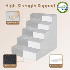 EHEYCIGA dog stairs folded-bed comfort shows compact, portable form doubles as a cozy puppy bed.