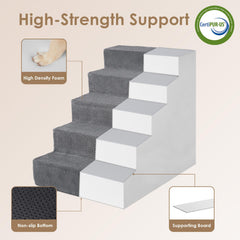 EHEYCIGA dog stairs non-slip foam base enhances safety.
