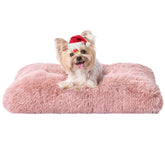 EHEYCIGA fluffy dog bed close-up shows plush faux fur for cozy warmth and security.