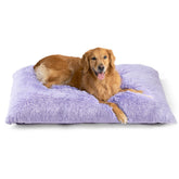 EHEYCIGA Fluffy Dog Crate Bed close-up shows plush faux fur for cozy lounging.
