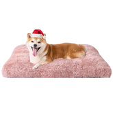 EHEYCIGA fluffy dog crate bed pink with ultra-soft plush surface for cozy naps