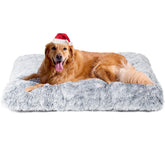 EHEYCIGA fluffy dog crate bed outer view grey for XL comfort