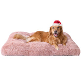 EHEYCIGA fluffy-dog-crate-bed-pink shows ultra-soft plush surface for cozy naps.
