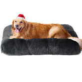 EHEYCIGA fluffy dog crate bed plush fabric close-up delivering cozy comfort