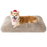 EHEYCIGA fluffy dog crate bed features plush faux fur for large dogs' comfort.