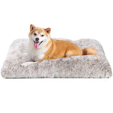 EHEYCIGA fluffy dog crate bed with soft plush faux fur for cozy security.