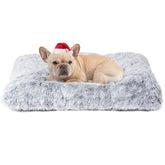 EHEYCIGA fluffy dog crate bed with soft plush surface for cozy lounging and security.