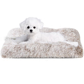 EHEYCIGA Fluffy Dog Crate Bed soft plush surface for cozy resting.