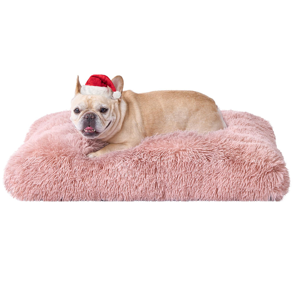 EHEYCIGA fluffy dog crate bed with soft surface for cozy naps.