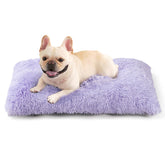 EHEYCIGA Fluffy Dog Crate Bed top view highlights plush surface for calming comfort.