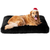 EHEYCIGA fluffy dog crate bed close-up highlights ultra-soft fur for cozy naps.