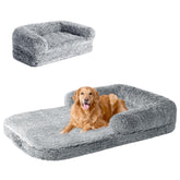 EHEYCIGA foldable XXL dog bed with faux fur cover offers cozy warmth for large pets.
