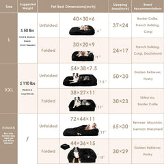 EHEYCIGA foldable XXL dog bed open for lounging and testing space.