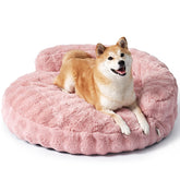 EHEYCIGA large dog bed sofa with fluffy faux rabbit fur for cozy naps
