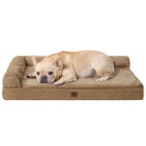 EHEYCIGA memory foam dog bed camel front view showcases plush support for restful naps.