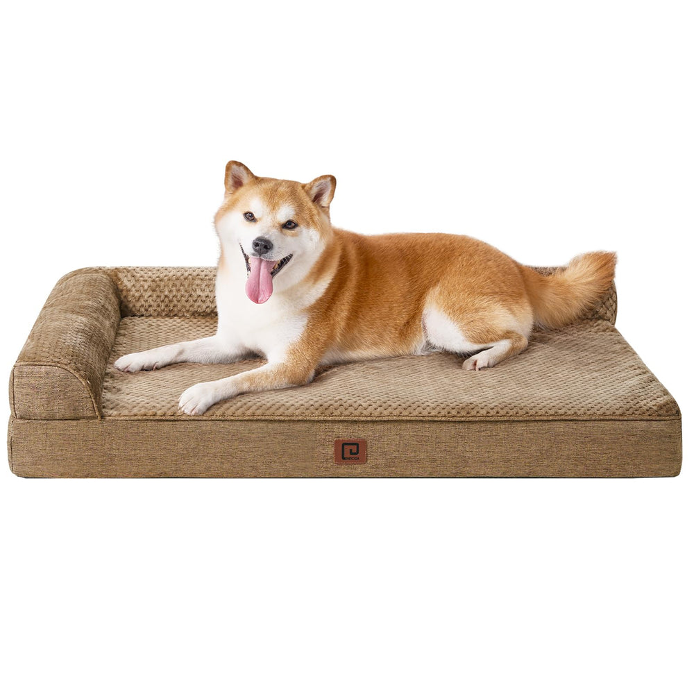 EHEYCIGA memory-foam dog bed closeup-foam shows plush cushions for joints.