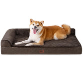 EHEYCIGA memory foam dog bed top view showing egg-crate foam for joint comfort