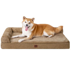 EHEYCIGA memory foam dog bed large 35x23x6 with egg-crate top offers comfort.