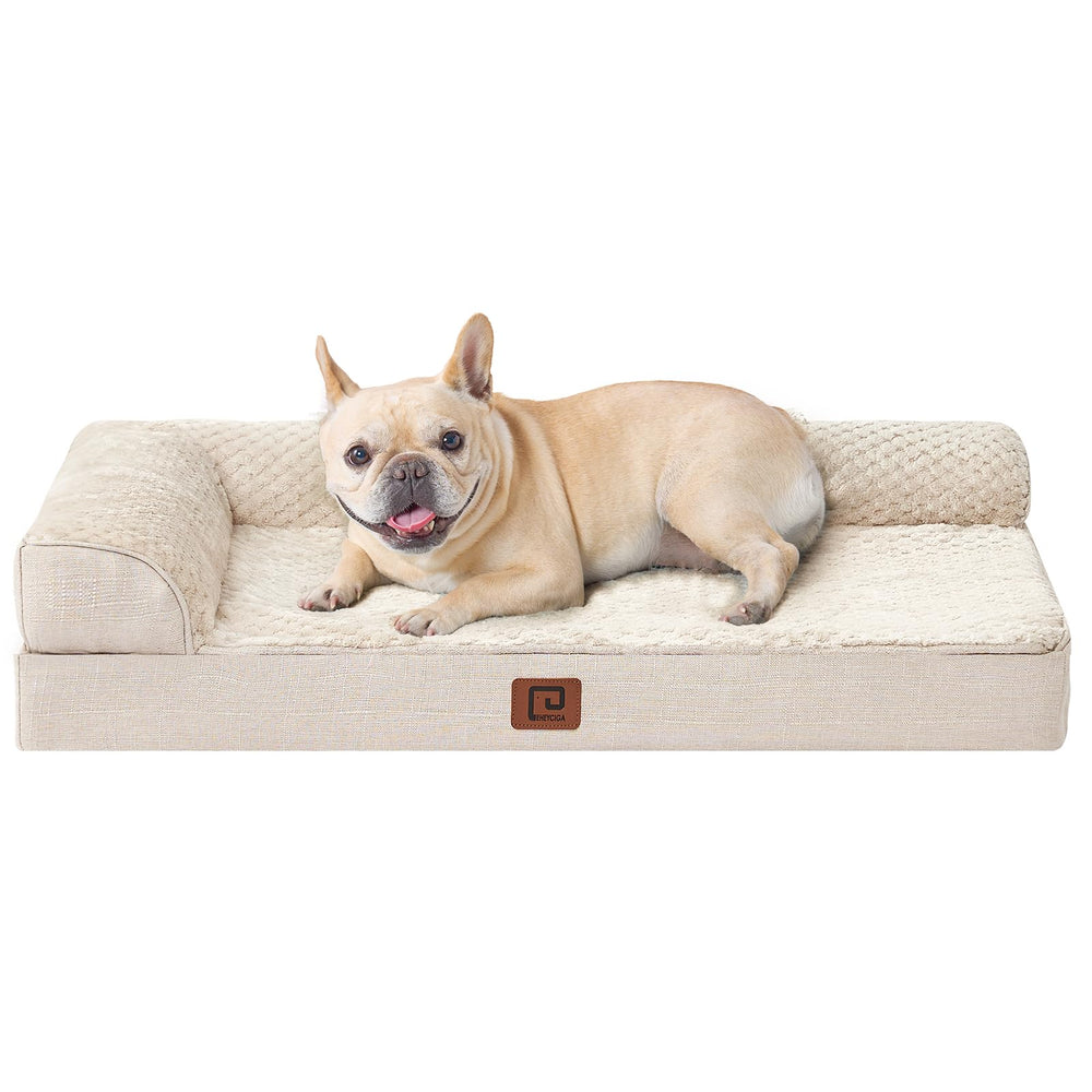 EHEYCIGA memory foam dog bed top view showing egg crate foam for comfort