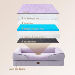 EHEYCIGA memory foam XL dog bed bolster close-up highlighting four-sided cradle.