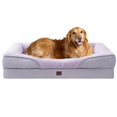EHEYCIGA memory foam XL dog bed front view with plush purple surface for lounge comfort.