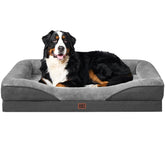 EHEYCIGA memory foam XXL dog bed front view showing supportive bolster and plush top.