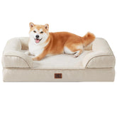 EHEYCIGA orthopedic dog bed beige front view highlights memory foam comfort
