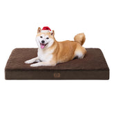 EHEYCIGA orthopedic dog bed large brown top view for plush comfort and all-day support.
