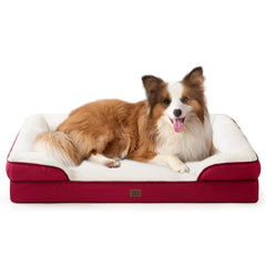 EHEYCIGA orthopedic memory foam XL red bed—plush large dog comfort and support