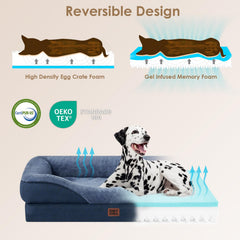 EHEYCIGA orthopedic dog bed side view highlights bolster support for neck and spine