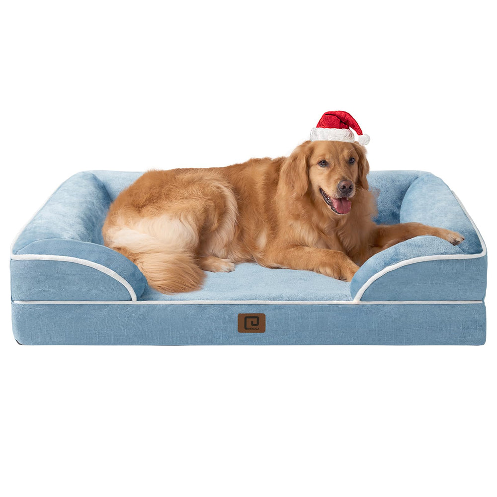 EHEYCIGA orthopedic dog bed XL front view with spacious, soft fleece for large dogs.
