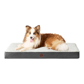 EHEYCIGA orthopedic XL dog bed beige on floor for large dogs' comfort.