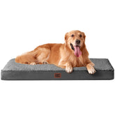 EHEYCIGA orthopedic XL dog bed front view in gray fabric with plush top for long-snooze comfort.